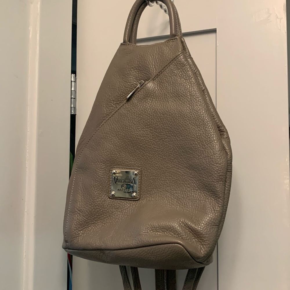 Versatile Gray Leather Backpack